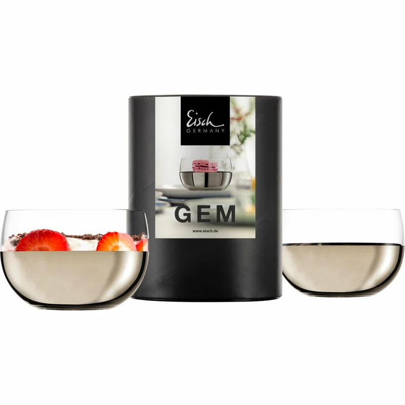 Eisch Dessertschalen 2er Set Gem, Dessertschale, Dessert Schale, Müslischale, Kristallglas, Platin, Ø 9.2 cm, 30031012