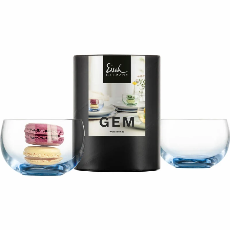 Eisch Dessertschalen 2er Set Gem, Dessertschale, Dessert Schale, Müslischale, Kristallglas, Blau, Ø 9.2 cm, 30031013