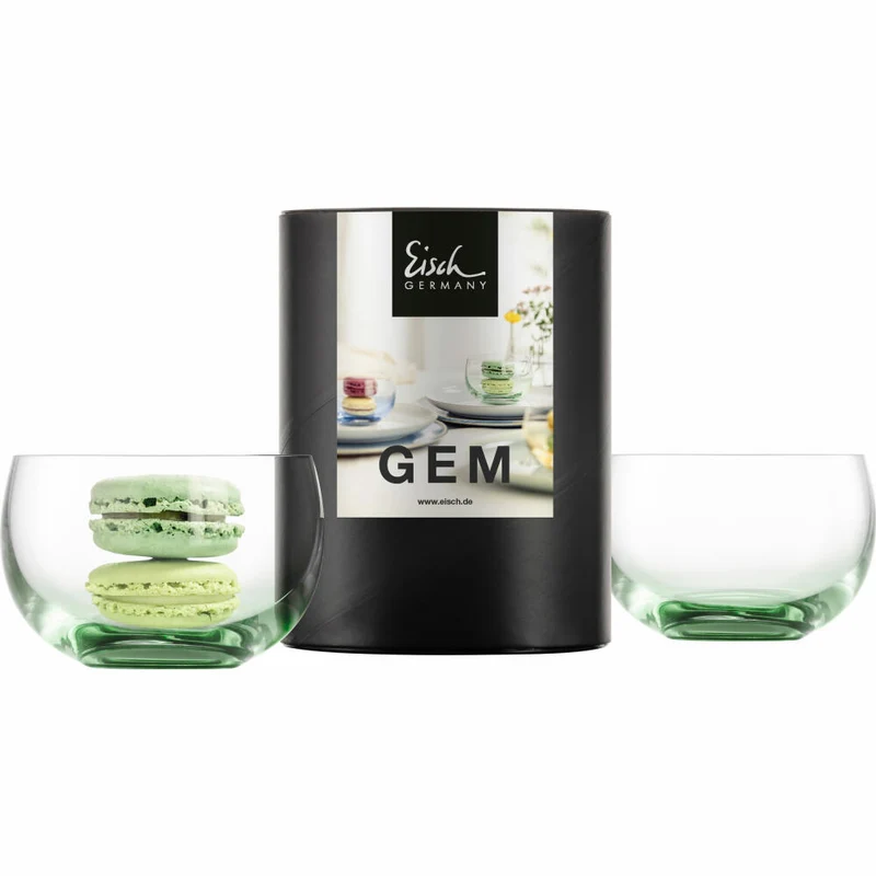 Eisch Dessertschalen 2er Set Gem, Dessertschale, Dessert Schale, Müslischale, Kristallglas, Grün, Ø 9.2 cm, 30031015
