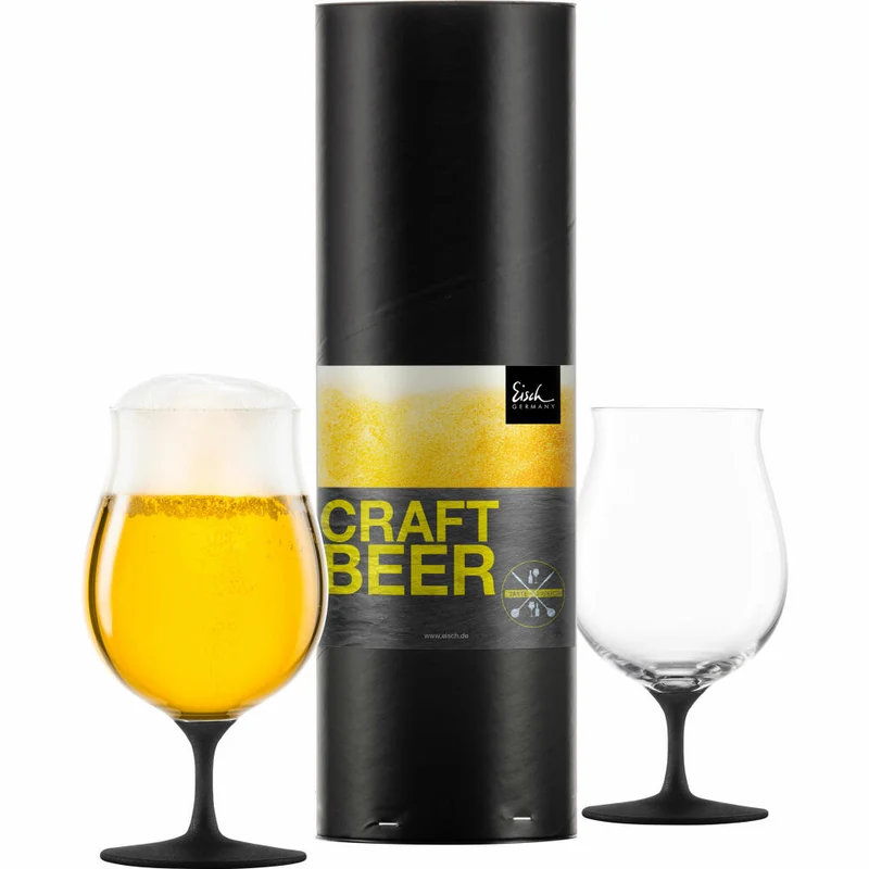 Eisch Universal Craft Beer Kelch 2er Set, Craft Beer Experts, Bierglas, Craftbeer, Kristallglas, Schwarz, 520 ml, 30050219