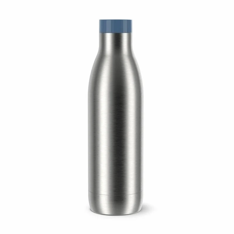 Emsa Trinkflasche Bludrop Eco, Edelstahl, Blau, Silberfarben, 0.7 L, N31127