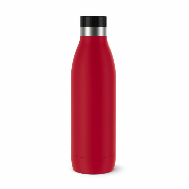 Emsa Isolier-Trinkflasche Bludrop, Wasserflasche, Edelstahl, Rot, 0.7 L, N31129