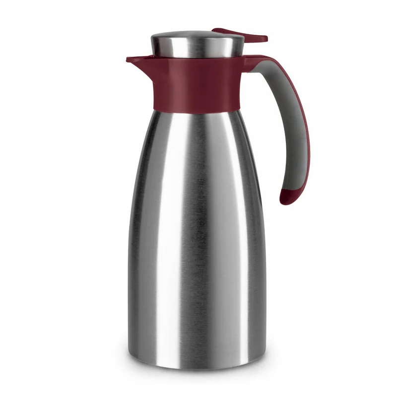 Emsa Isolierkanne Soft Grip, Thermokanne, Edelstahl, Kunststoff, Weinrot, 1 L, N41202