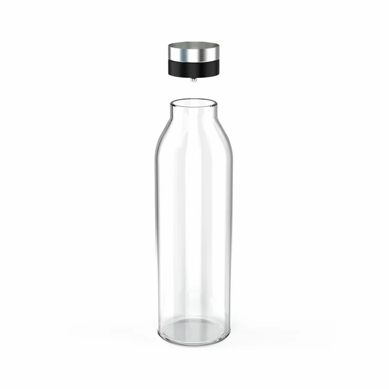 Emsa Karaffe Flow Bottle, Kühlschrankkaraffe, Glas, Edelstahl, Transparent, 1.3 L, N41606
