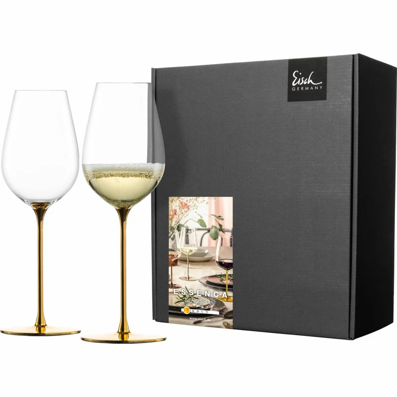 Eisch Allroundgläser Essenca Sensisplus, 2er Set, Champagnerglas, Weinglas, Kristallglas, Goldfarben, 400 ml, 15434070