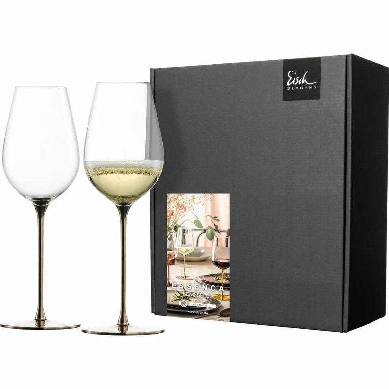 Eisch Allroundgläser Essenca Sensisplus, 2er Set, Champagnerglas, Weinglas, Kristallglas, Platin, 400 ml, 15434071