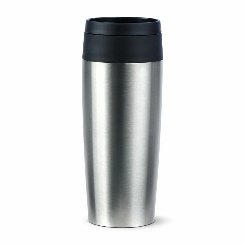 Emsa Isolierbecher Travel Mug Classic, To-Go-Becher, Edelstahl, Silberfarben, 360 ml, N20201