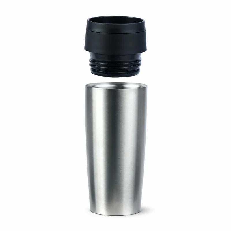 Emsa Isolierbecher Travel Mug Classic, To-Go-Becher, Edelstahl, Silberfarben, 360 ml, N20201