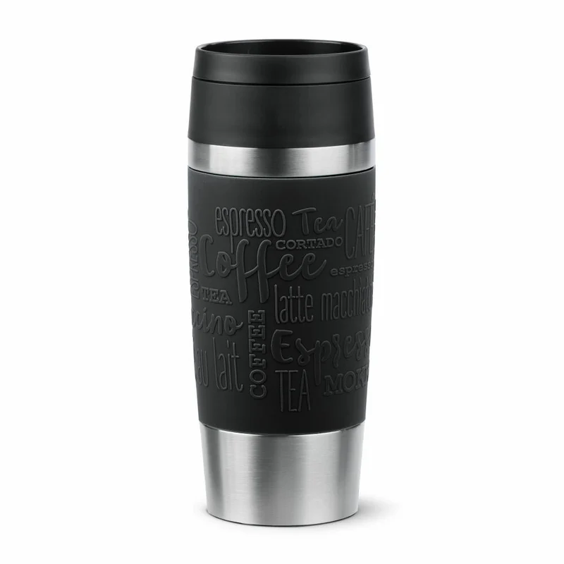 Emsa Isolierbecher Travel Mug Classic, To-Go-Becher, Edelstahl, Schwarz, 360 ml, N20202