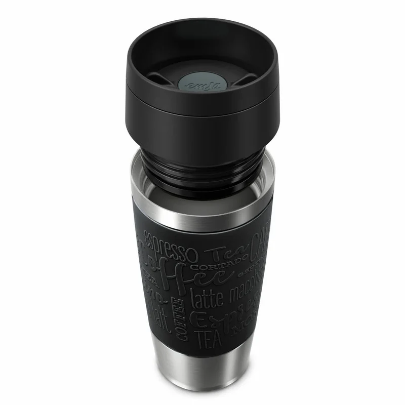 Emsa Isolierbecher Travel Mug Classic, To-Go-Becher, Edelstahl, Schwarz, 360 ml, N20202