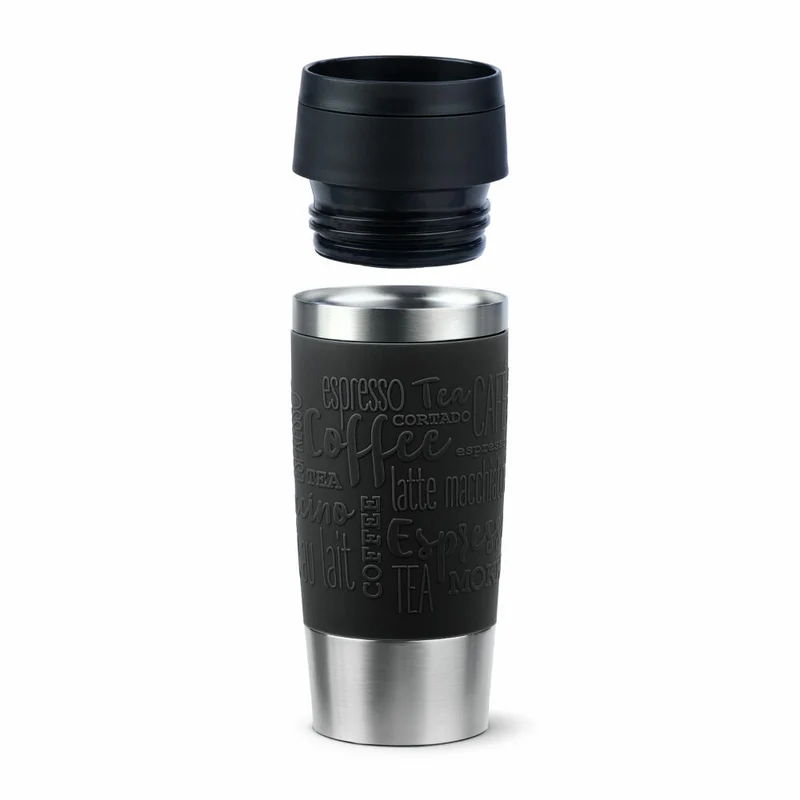 Emsa Isolierbecher Travel Mug Classic, To-Go-Becher, Edelstahl, Schwarz, 360 ml, N20202