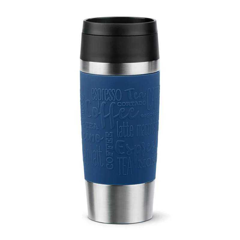 Emsa Isolierbecher Travel Mug Classic, To-Go-Becher, Edelstahl, Dunkelblau, 360 ml, N20203
