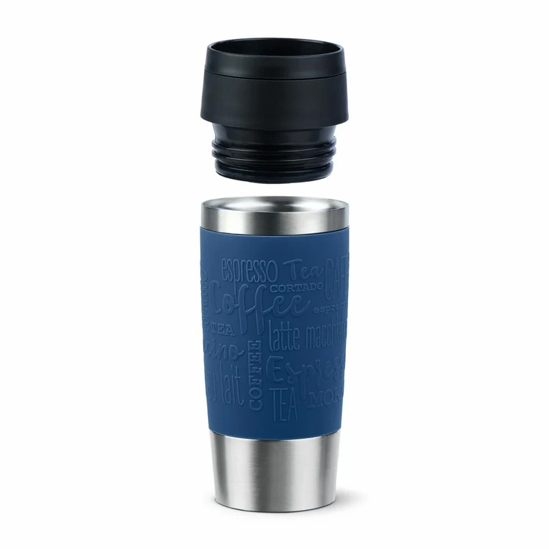 Emsa Isolierbecher Travel Mug Classic, To-Go-Becher, Edelstahl, Dunkelblau, 360 ml, N20203