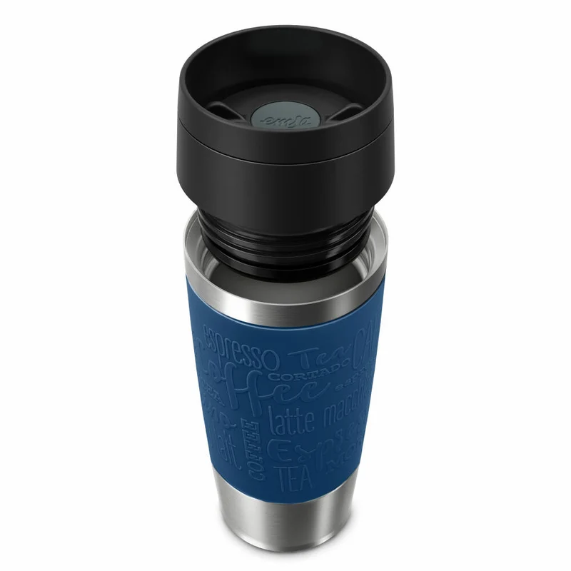 Emsa Isolierbecher Travel Mug Classic, To-Go-Becher, Edelstahl, Dunkelblau, 360 ml, N20203
