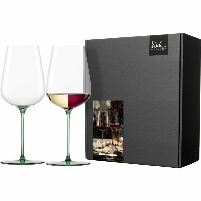 Eisch Allroundgläser Inspire Sensisplus, 2er Set, Weißweinglas, Weinglas, Kristallglas, Grün, 580 ml, 15437030