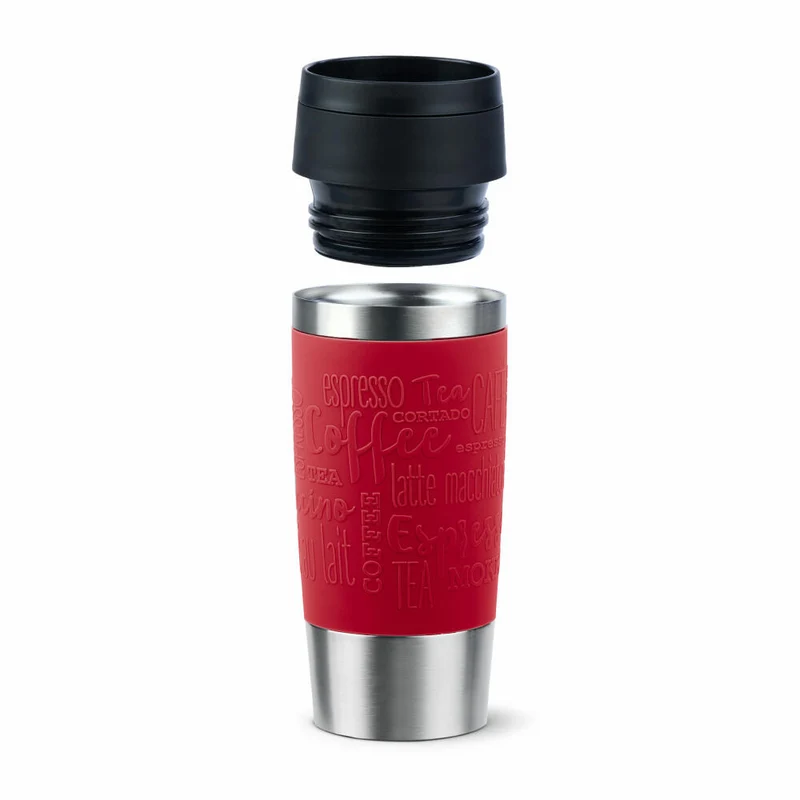 Emsa Isolierbecher Travel Mug Classic, To-Go-Becher, Edelstahl, Dunkelrot, 360 ml, N20204