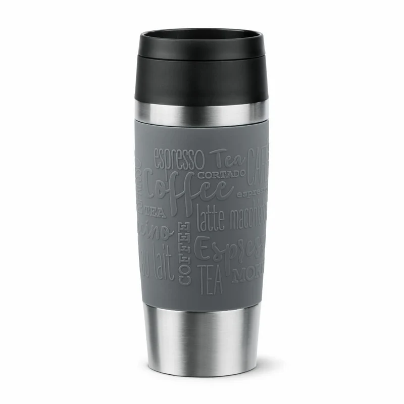 Emsa Isolierbecher Travel Mug Classic, To-Go-Becher, Edelstahl, Pfeffergrau, 360 ml, N20205