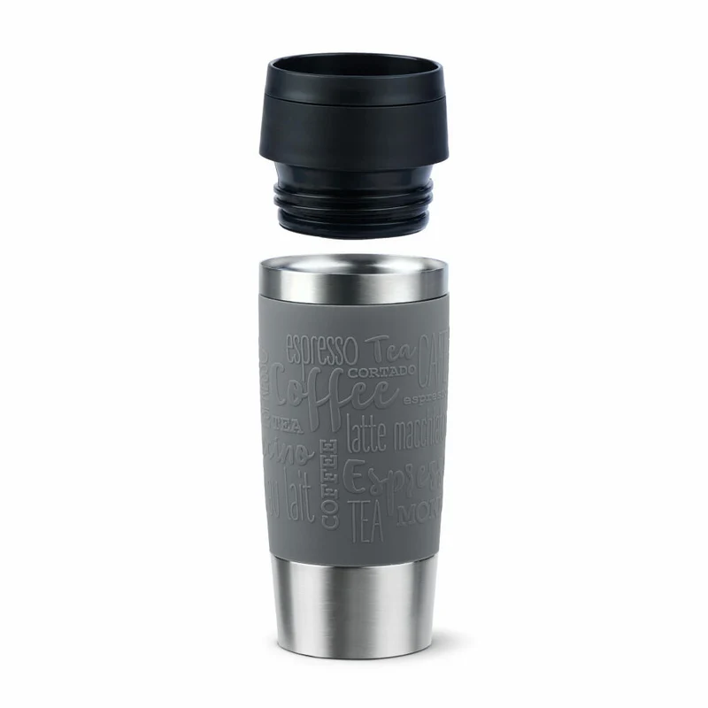 Emsa Isolierbecher Travel Mug Classic, To-Go-Becher, Edelstahl, Pfeffergrau, 360 ml, N20205