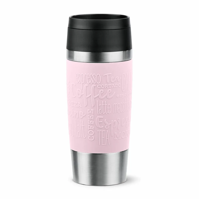 Emsa Isolierbecher Travel Mug Classic, To-Go-Becher, Edelstahl, Pastellrosa, 360 ml, N20206
