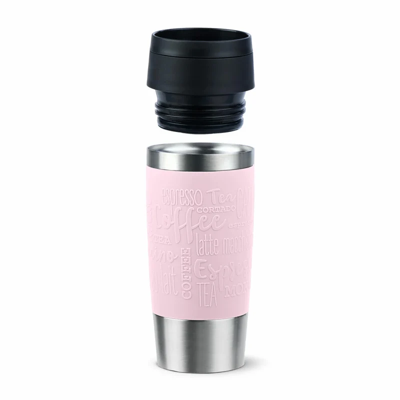 Emsa Isolierbecher Travel Mug Classic, To-Go-Becher, Edelstahl, Pastellrosa, 360 ml, N20206