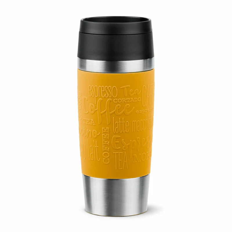 Emsa Isolierbecher Travel Mug Classic, To-Go-Becher, Edelstahl, Senfgelb, 360 ml, N20208