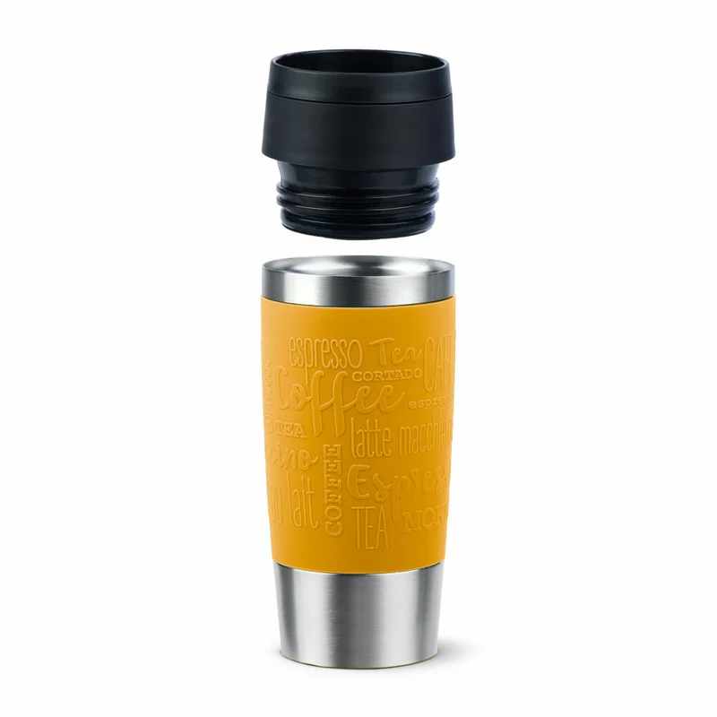 Emsa Isolierbecher Travel Mug Classic, To-Go-Becher, Edelstahl, Senfgelb, 360 ml, N20208