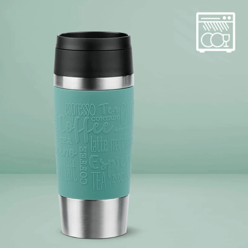 Emsa Isolierbecher Travel Mug Classic, To-Go-Becher, Edelstahl, Petrol, 360 ml, N20210