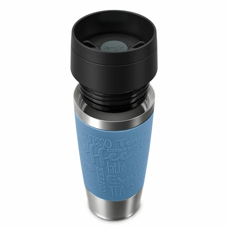 Emsa Isolierbecher Travel Mug Classic, To-Go-Becher, Edelstahl, Aquablau, 360 ml, N20211
