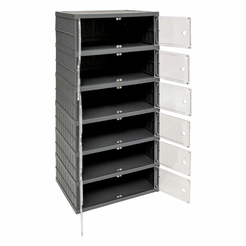 5five Simply Smart Aufbewahrungsregal, Aufbewahrungsturm, zusammenklappbar, Kunststoff, Grau, H 104.5 cm, 205515