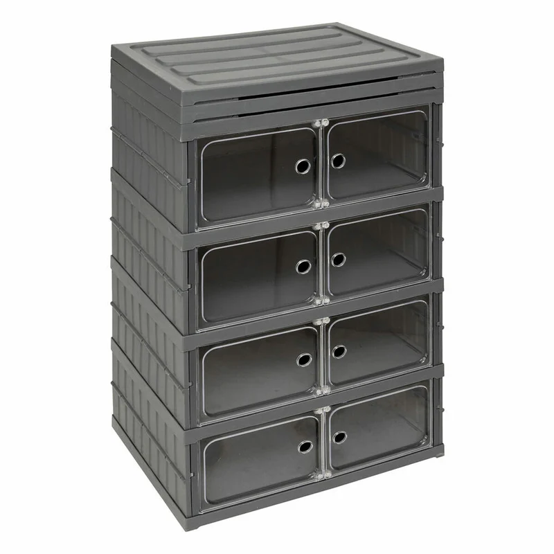 5five Simply Smart Aufbewahrungsregal, Aufbewahrungsturm, zusammenklappbar, Kunststoff, Grau, H 104.5 cm, 205515