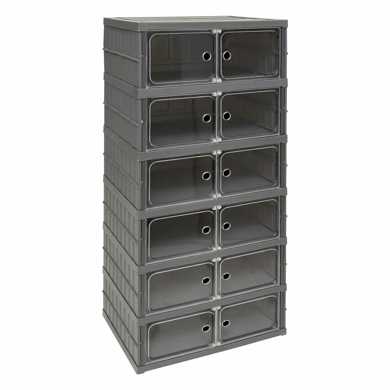 5five Simply Smart Aufbewahrungsregal, Aufbewahrungsturm, zusammenklappbar, Kunststoff, Grau, H 104.5 cm, 205515
