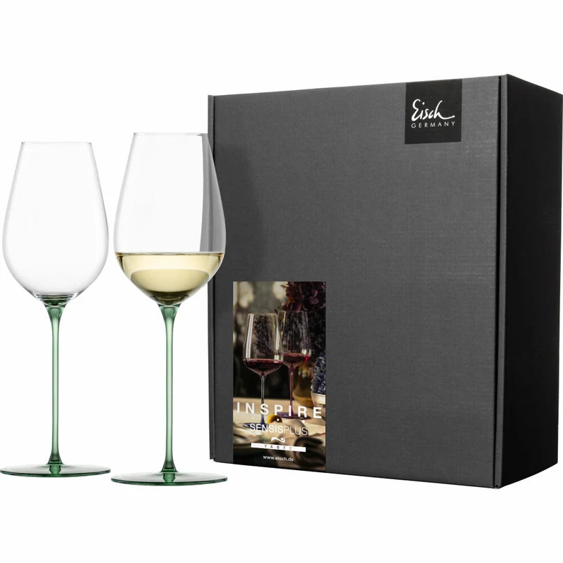 Eisch Allroundgläser Inspire Sensisplus, 2er Set, Champagnerglas, Weinglas, Kristallglas, Grün, 400 ml, 15437070