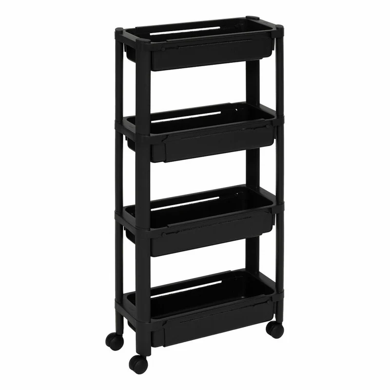 5five Simply Smart Rollregal Trolley, Ausziehbar, Servierwagen, Küchenwagen, Kunststoff, Schwarz, 189991A