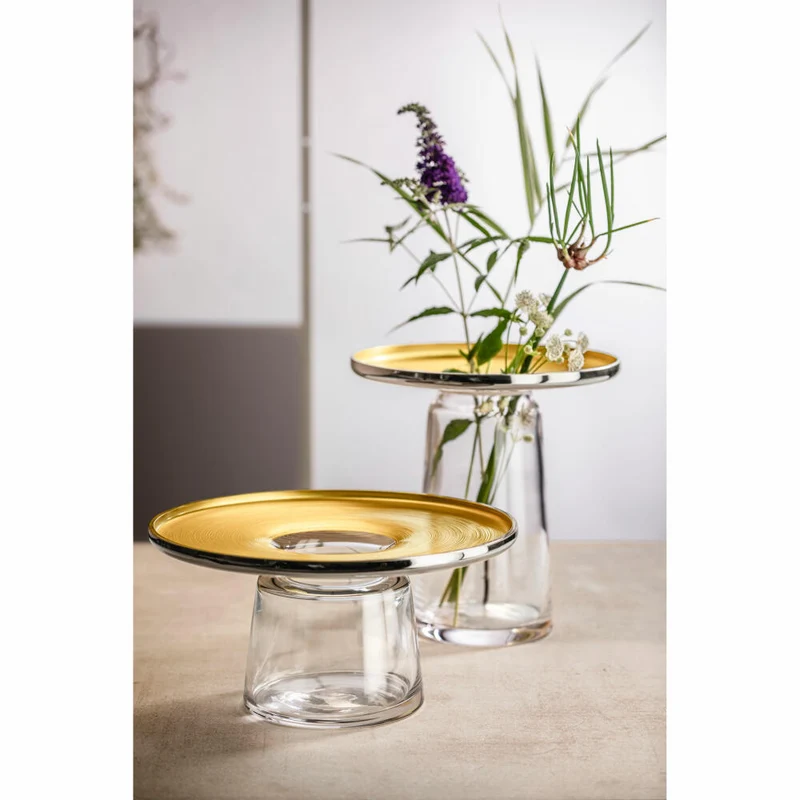 Eisch Vase Haptics, Blumenvase, Dekovase, Kristallglas, Gold / Platin, H 17.5 cm, 78469817