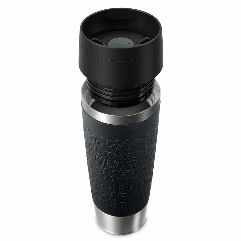 Emsa Isolierbecher Travel Mug Classic, To-Go-Becher, Edelstahl, Schwarz, 500 ml, N20220
