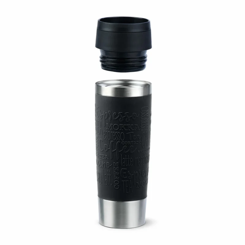 Emsa Isolierbecher Travel Mug Classic, To-Go-Becher, Edelstahl, Schwarz, 500 ml, N20220
