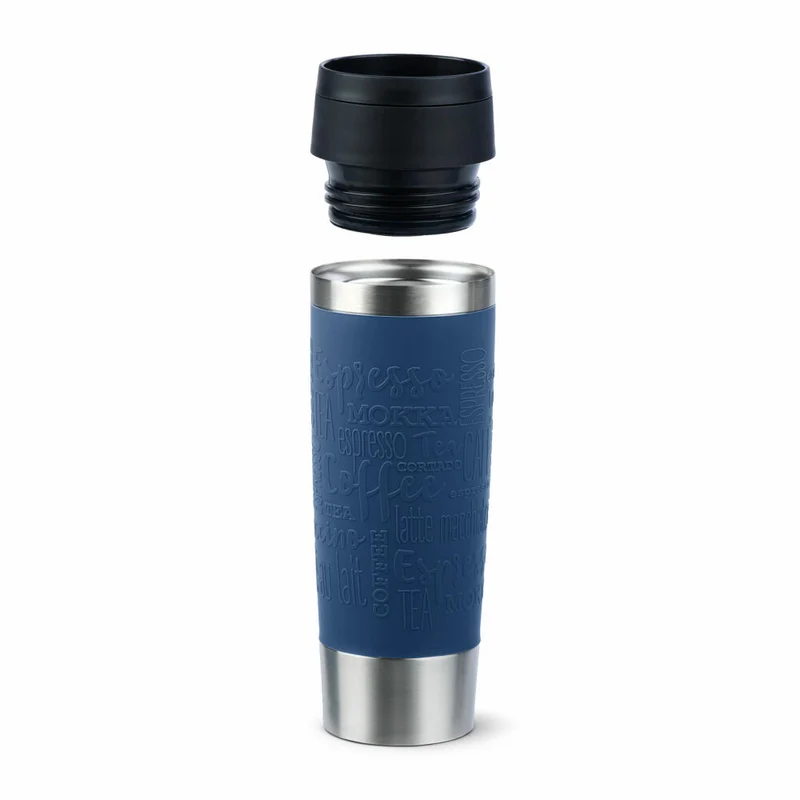 Emsa Isolierbecher Travel Mug Classic, To-Go-Becher, Edelstahl, Dunkelblau, 500 ml, N20221