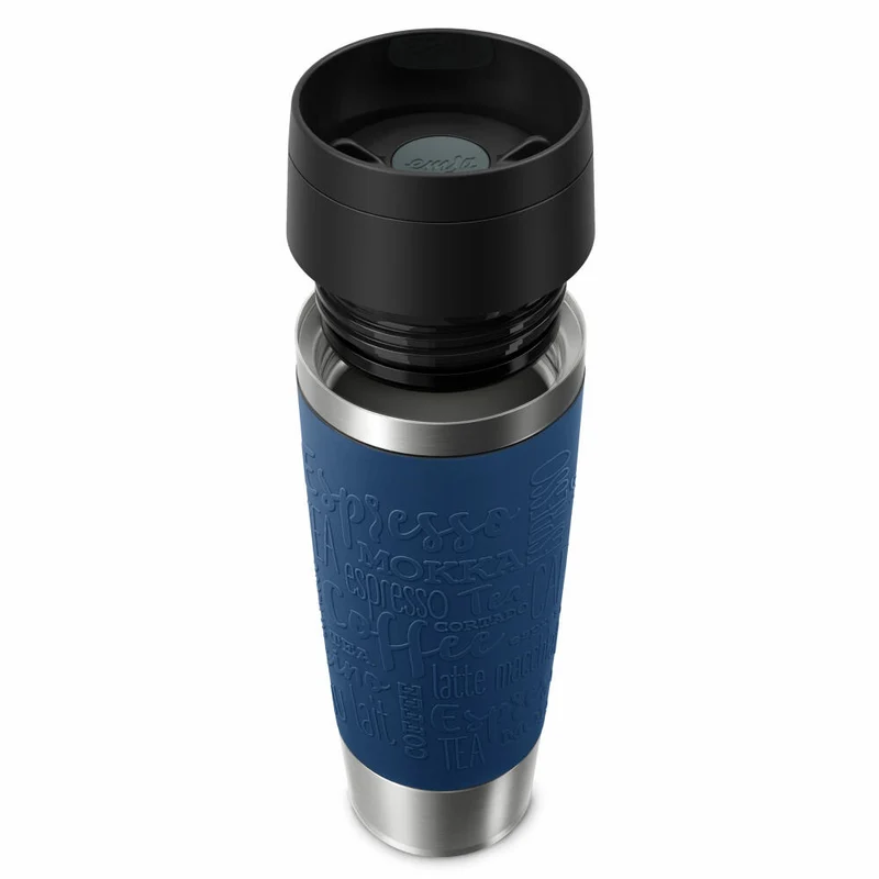 Emsa Isolierbecher Travel Mug Classic, To-Go-Becher, Edelstahl, Dunkelblau, 500 ml, N20221