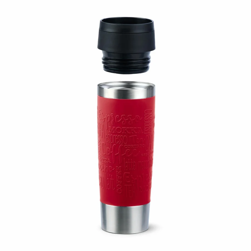 Emsa Isolierbecher Travel Mug Classic, To-Go-Becher, Edelstahl, Dunkelrot, 500 ml, N20222