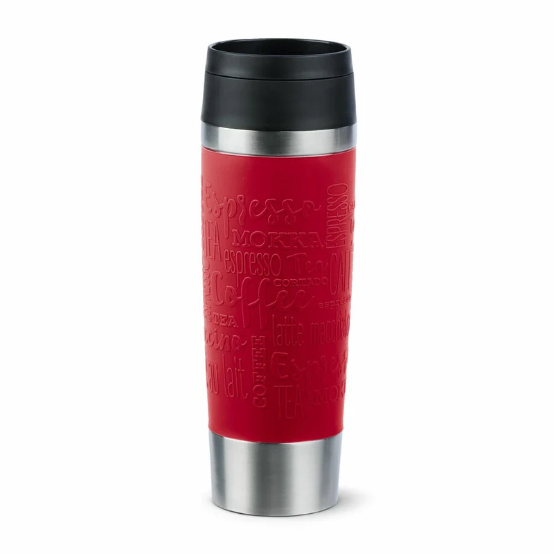 Emsa Isolierbecher Travel Mug Classic, To-Go-Becher, Edelstahl, Dunkelrot, 500 ml, N20222