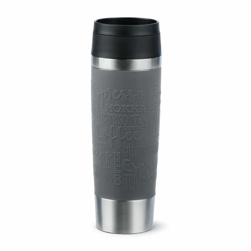 Emsa Isolierbecher Travel Mug Classic, To-Go-Becher, Edelstahl, Pfeffergrau, 500 ml, N20223