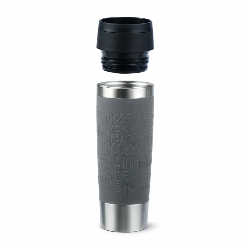 Emsa Isolierbecher Travel Mug Classic, To-Go-Becher, Edelstahl, Pfeffergrau, 500 ml, N20223