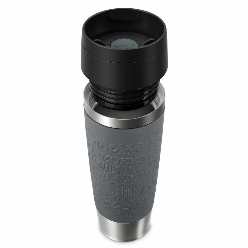 Emsa Isolierbecher Travel Mug Classic, To-Go-Becher, Edelstahl, Pfeffergrau, 500 ml, N20223