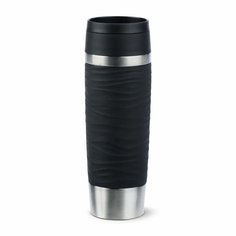 Emsa Isolierbecher Travel Mug Classic Wave, To-Go-Becher, Edelstahl, Schwarz, 500 ml, N20225