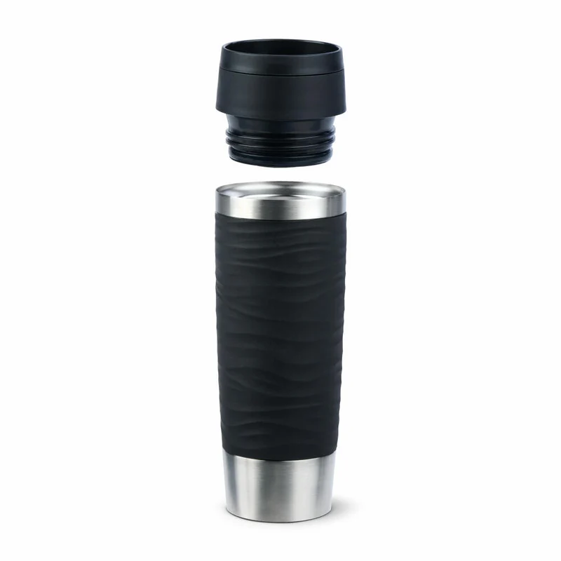 Emsa Isolierbecher Travel Mug Classic Wave, To-Go-Becher, Edelstahl, Schwarz, 500 ml, N20225