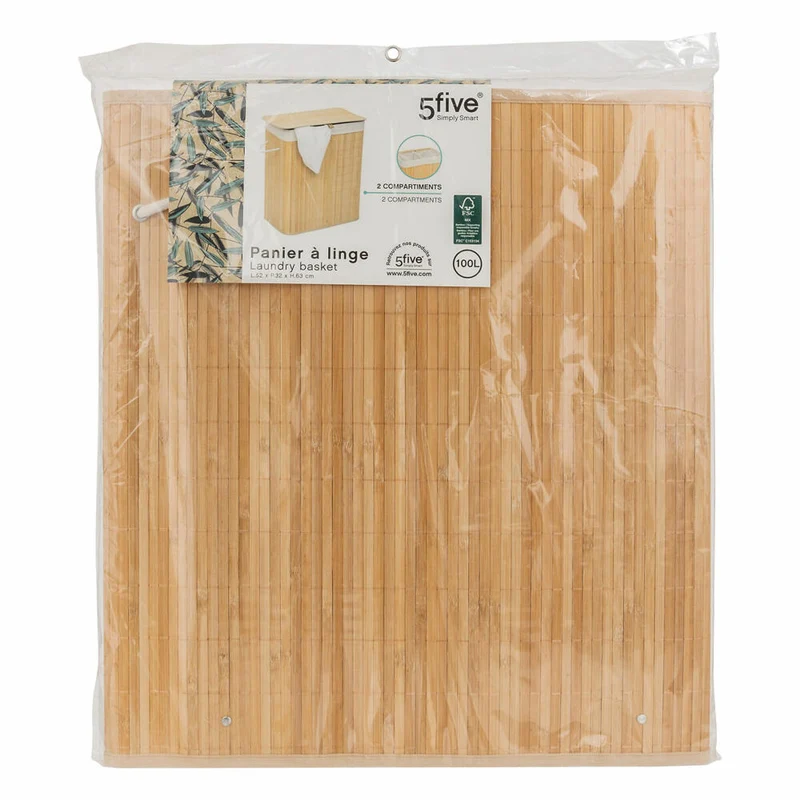 5five Simply Smart Wäschekorb, Wäschetonne, Wäschebox, Bambus, 100 L, 200141