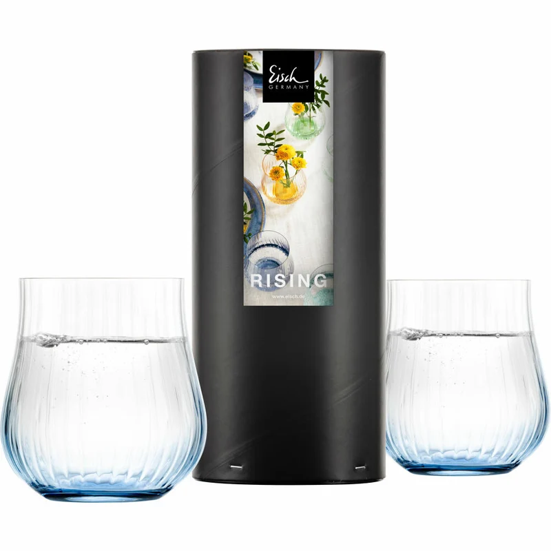 Eisch Allround Becher 2er Set Rising, Trinkglas, Gläser, Kristallglas, Blau, 400 ml, 78711314