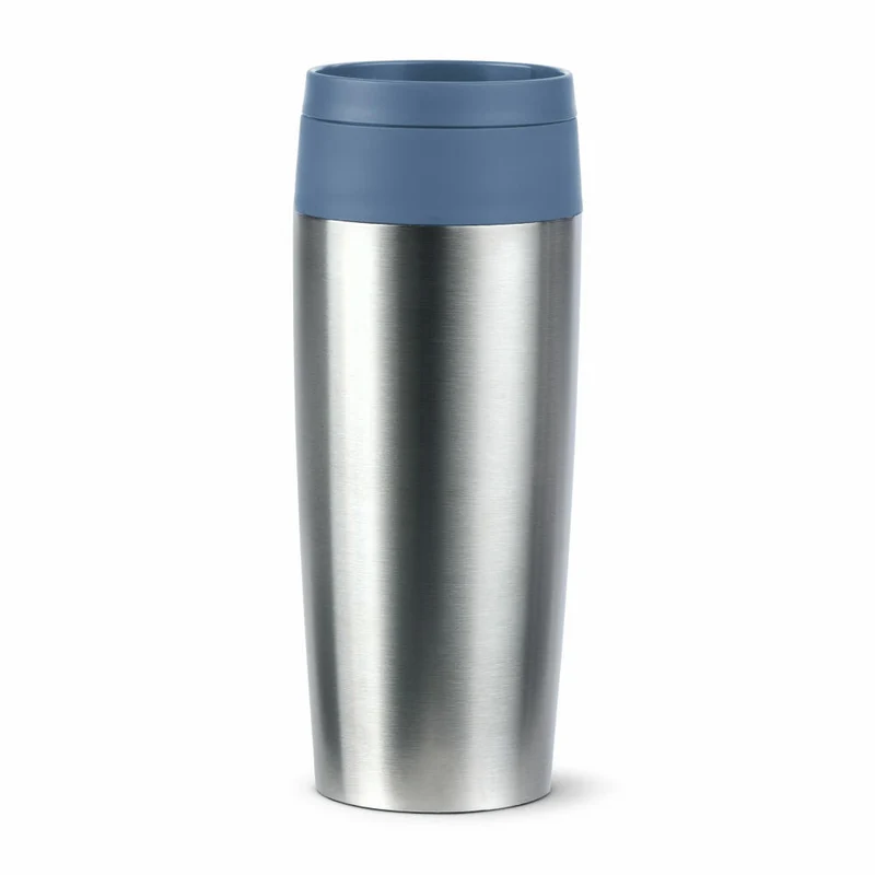 Emsa Isolierbecher Travel Mug Eco, Edelstahl, Blau, Silberfarben, 360 ml, N20241