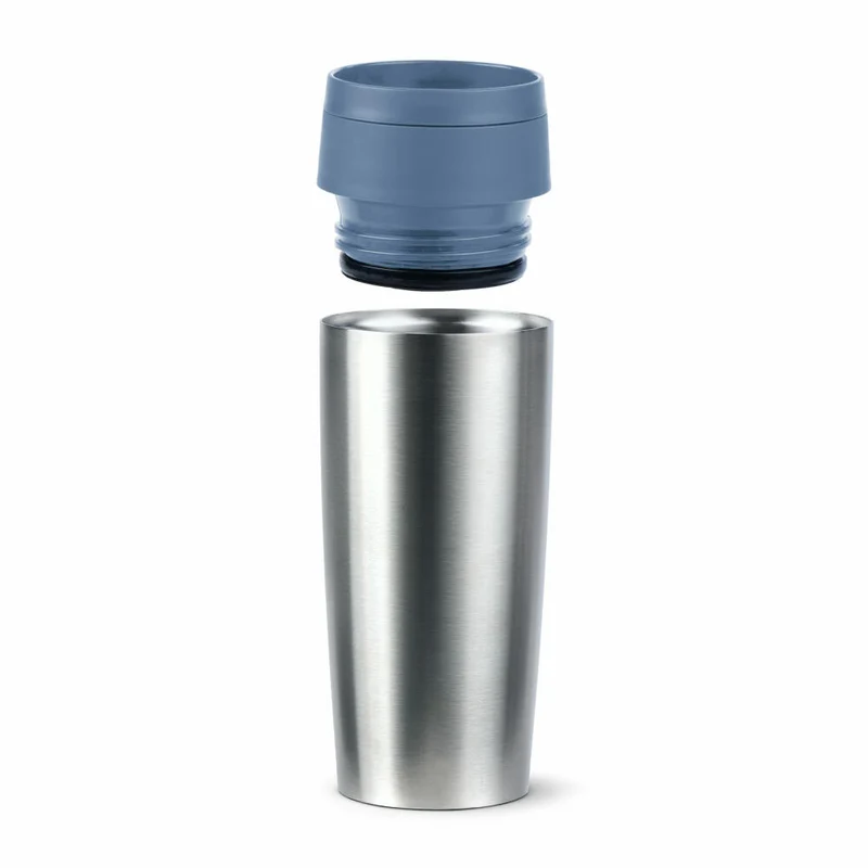 Emsa Isolierbecher Travel Mug Eco, Edelstahl, Blau, Silberfarben, 360 ml, N20241