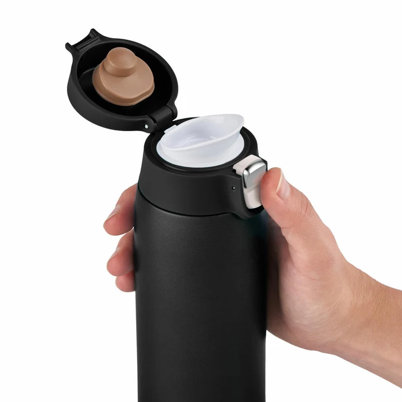 Emsa Isolierbecher Travel Mug Light, Edelstahl, PP, Schwarz, 400 ml, N21517